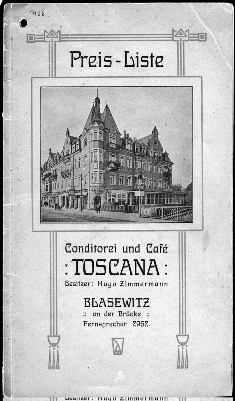 Die Speisekarte mit Preisliste aus dem Jahr 1910. Abbbildung: Sammlung Eisold