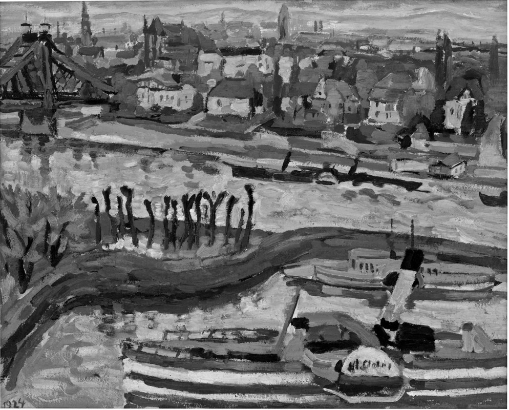 Hans Jüchser, Elbhafen Loschwitz, 1924, Öl auf Leinwand, 63,5 x 79,5 cm, Privatbesitz Dresden. Foto: Herbert Boswank, Dresden