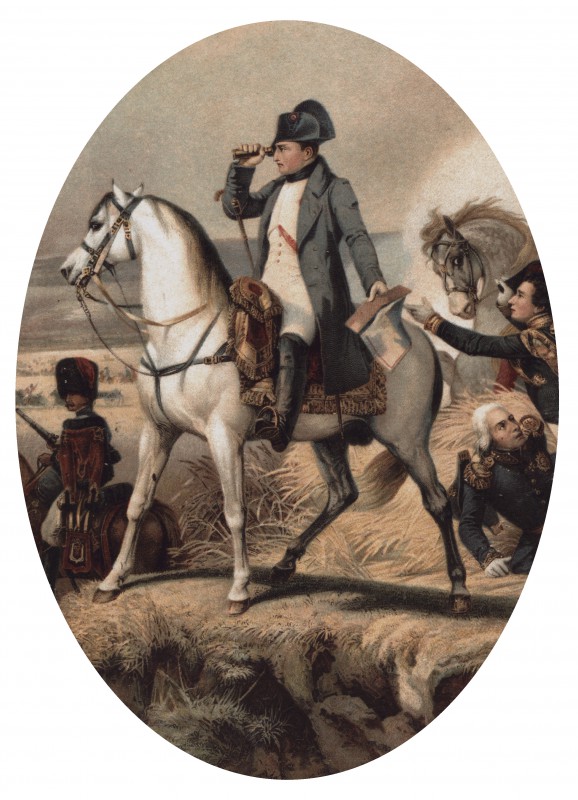 Napoleon im August 1813 auf dem nachmals Erckelschen Weinberg beim Beobachten von gegneri­schen Truppenbewegungen Reproduktion: Sammlung Eberhard Münzner