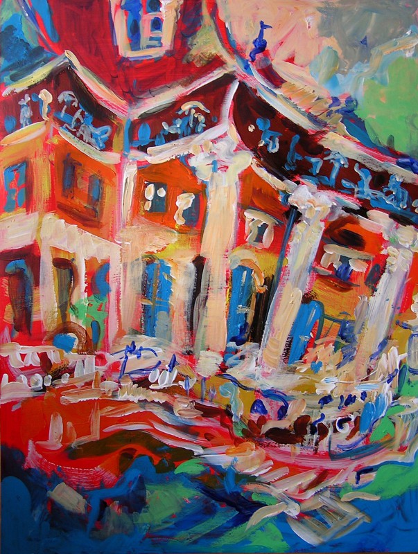 Libuscha Bambula: „Pillnitz“ (im Wasser) Format 42cm x 65cm, Acryl auf Papier