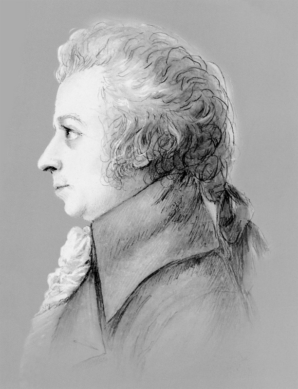 Wolfgang Amadeus Mozart, Silberstiftzeichnung von Dora Stock, 1789. Reproduktion aus Semperoper-Journal 6/2005