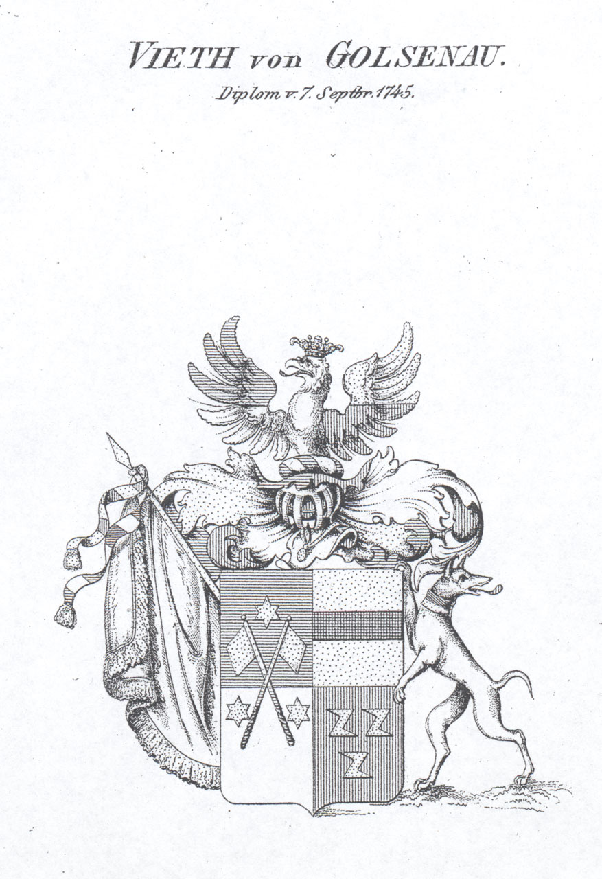 Wappen der Familie Vieth von Golsenau. Reproduktion: Archiv Siegfried Merker