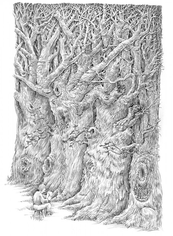 „Von der Natur“ Pinsel / Tusche über Bleistift Zeichnung: Holger Friebel