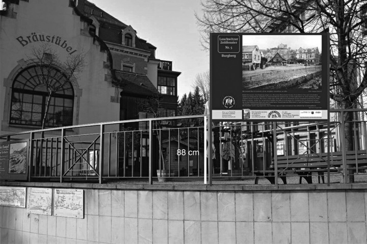 17 Poster mit historischen Ansichten werden im Ortskern zu sehen sein. Fotomontage: Holger Friebel