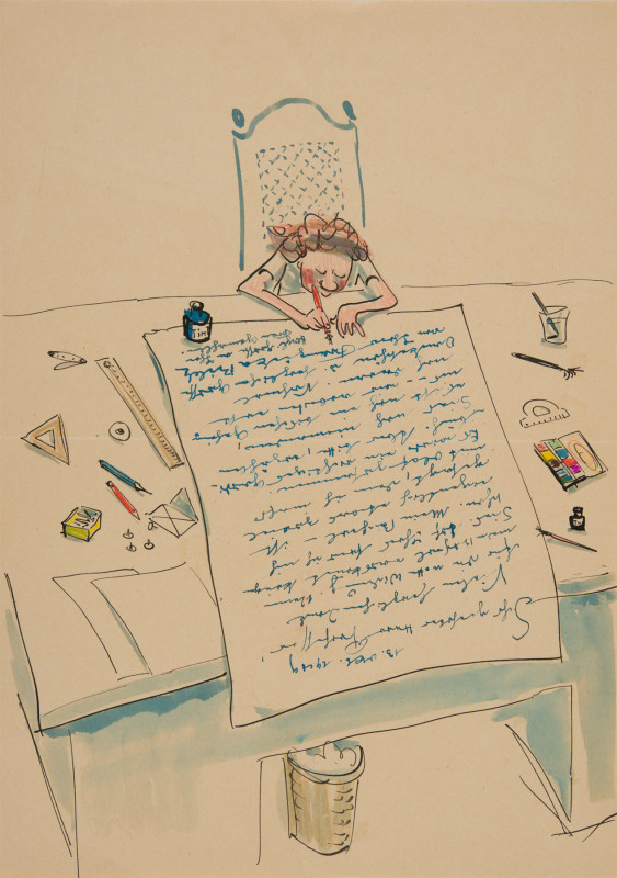 Illustrierter Brief von Franziska Bilek an Josef Hegenbarth, 13. Oktober 1949