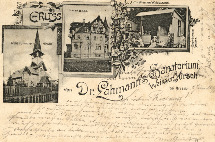 Ansichtskarte „Gruss von Dr. Lahmanns Sanatorium“, 1898. Sammlung Christoph Schölzel